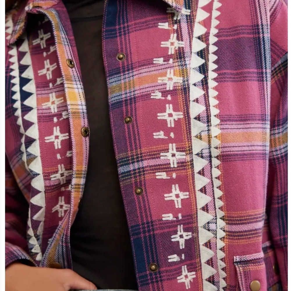 FREE PEOPLE We the Free Nordic Chill Plaid Shirt Jacket XS S Small New with tags - Picture 7 of 8